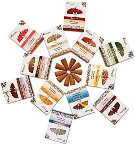 ARO VATIKA Vedic Natural Masala 120 Incense Cones in Pack of 12 Boxes |12 Assorted Fragrances Dhoop Cones | Best for Prayer, Reiki, Meditation and...