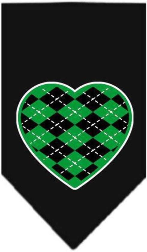 Pet and Dog Bandana Screen Printed, Green Argyle Heart Gray Small...