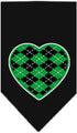 Pet and Dog Bandana Screen Printed, Green Argyle Heart Gray Small...