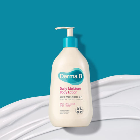 DERMA B Daily Moisture Body Lotion, Non-Greasy Long-Lasting Moisturizer for Dry & Sensitive Skin with Olive Oil & Allantoin, Woody & Powdery Scent...