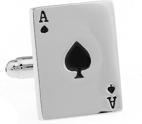 Ace of Spades Poker Gambling Casino Pair of Cufflinks in a Presentation Gift Box & Polishing Cloth...