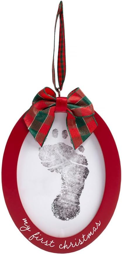 Pearhead Babyprints Double-Sided Christmas Ornament, First Holiday Keepsake Frame with Clean-Touch Ink Pad, Newborn Handprint Footprint Kit, Infan...