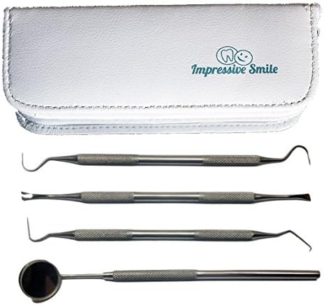 #1 Dentist Tools Kit – A Grade Stainless Steel Dental Hygiene Set, Tarter Remover, Dental Pick, Dental Scraper, Mouth Mirror and Free Protective C...
