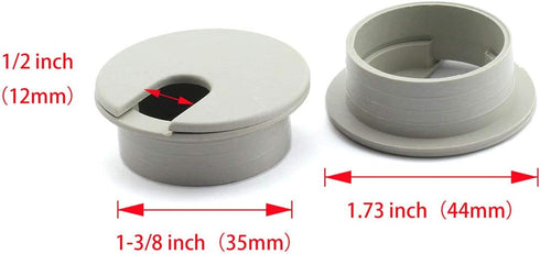 2pcs 1-3/8 inch Desk Wire Cord Cable Grommets Hole Cover for Office PC Desk Cable Cord Organizer Plastic Cover Gray...
