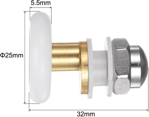 uxcell Shower Door Roller Runner Wheel 25mm Diameter Replacement Part Bathroom Glass Shower Sliding Door Runner Roller, (1 Set 4pcs)...