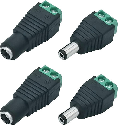 12V DC Power Connector 5.5mm x 2.1mm 24V Power Jack Plug Barrel Adapter for CCTV Security Camera Led Strip Light (2 x Male + 2 x Female)...
