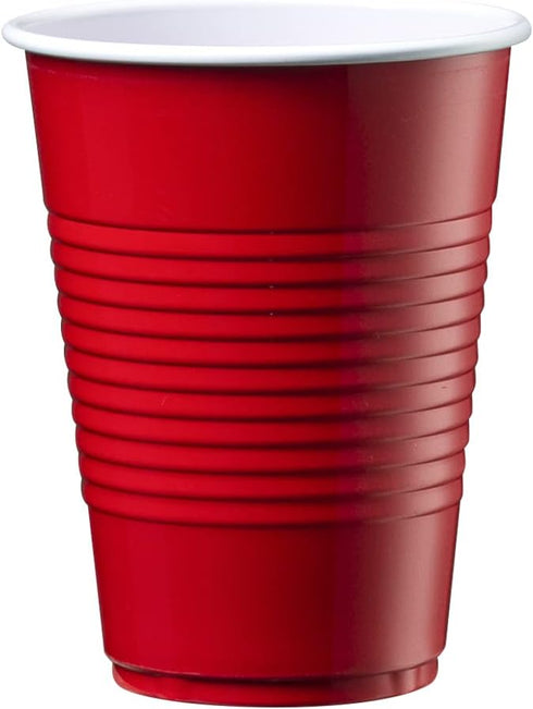 Comfy Package [50 Pack - 9 oz. Disposable Party Plastic Cups - Red Drinking Cups...