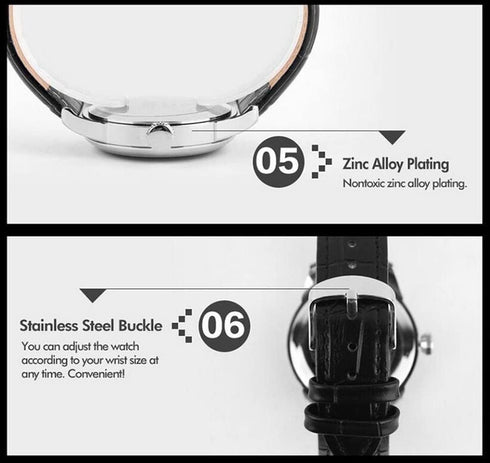 MASTOP Mens Quartz Watch Roman Numeral Business Casual Fashion Analog Wrist Watch Classic Calendar Date Window 30M Waterproof Comfortable Leather ...