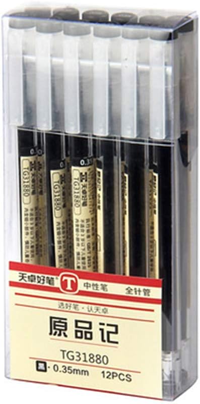 12Pcs 0.35 mm Black Gel Ink Pens, Extra-Fine Ballpoint Pen, for Office School Stationery Supply (12PCS)...