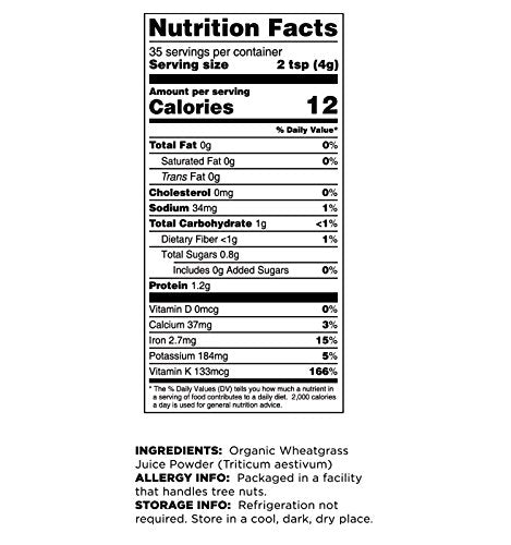Terrasoul Superfoods Organic Wheat Grass Juice Powder, 5 Oz, Grown in Utah, Made from Nutrient Concentrated Juice, Revitalize with Green Nutrition...
