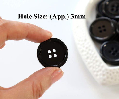 GANSSIA 1 Inch (25mm) Black Resin Buttons Sewing Flatback Button for Garment DIY Craft Decoration Pack of 50PCS...