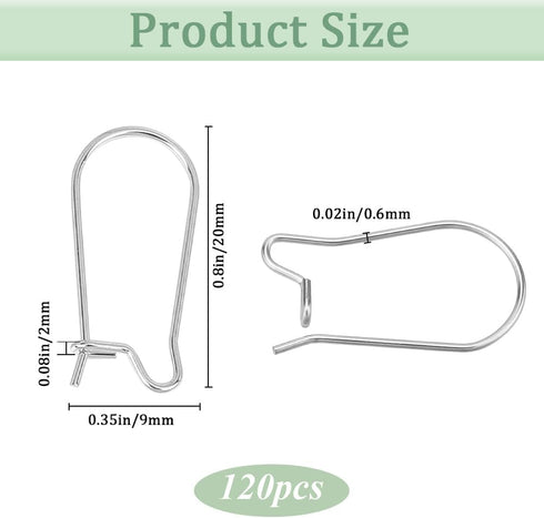 1 Box 120Pcs Kidney Earring Finding Teardrop Earring Wires Stainless Steel U Shaped Hoop Wires Long Earring Hooks Dangle Silver Earring Wires for ...