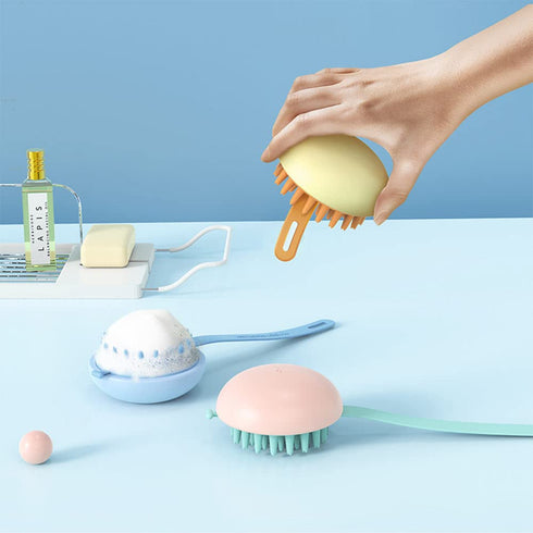 2Pcs Pet Bath Grooming Brush Dog Cat Bath Brush Soft Silicone Dog Shower Brush with Shampoo Dispenser Suitable For Washing Shampooing Massaging Pe...