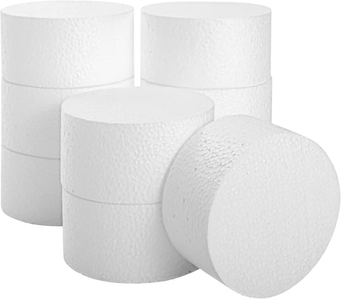 9 Pack Floral Foam Circles for Crafts, Polystyrene Cylinders for Floral Arrangements, DIY Projects (4 x 2 in)...