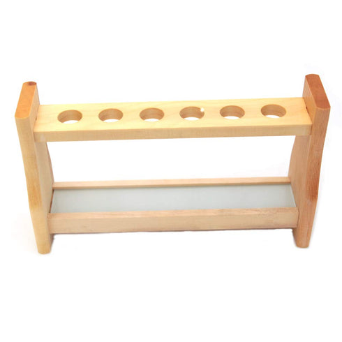 Chiloskit 0.7" (18mm) Holes Wood Wooden Test Tube Rack Holder Stand for API 10ml 25ml Test Tubes Lab Tube Racks Pen Holder (10ml 6Slots)...