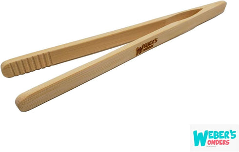 Weber's Wonders Set Of 2 Reusable Bamboo Toast Tongs - Wooden Toaster Tongs For Cooking & Holding - 8 Inch Long - Ideal Kitchen Utensil For Cheese...