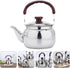 LIFKOME Traditional Stainless Steel Heavy Duty Tea Kettle With Sandwich Bottom and Specialty Cool Touch Handling Mirror Finish Stainless Steel Whi...
