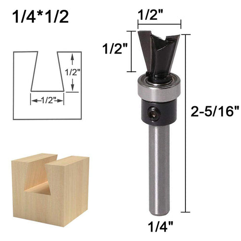 Wolfride 2Pcs Dovetail Router Bits 1/4 Inch Shank Dovetail Joint Router Bit Set with Bearing for Woodworking Cutter...