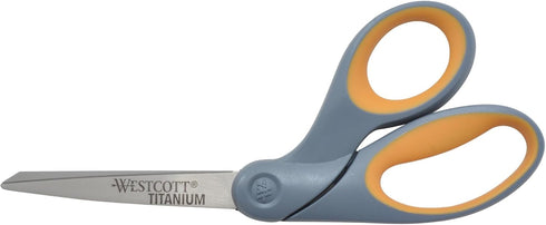 Westcott 8" Bent Craft Scissors with Titanium-Bonded Blades for Heavy-Duty Use (Yellow/Gray)...