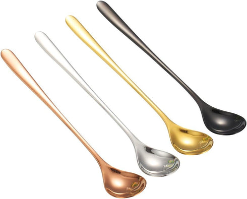 Buyer Star Ice Tea Spoon, 8-Inch Ice Cream Spoon, Stainless Steel Cocktail Stirring Spoons (4 color-4 pieces)...