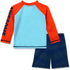 Boys Two Piece Rash Guard Swimsuits Kids Long Sleeve Sunsuit Swimwear Sets Rock Shark Pattern 5T...