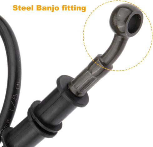 Mtsooning Motorcycle Brake Hydraulic Line, 60cm/23.6inch Braided Clutch Oil Pipe, Stainless Brake Hose Replacement for ATV Motorbike Pit Dirt Bike...