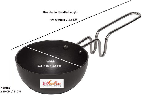 Satre Online and Marketing Hard Anodized Non Stick Aluminium Tadka Pan, Mini Fry Pan,Size No-6- Black...