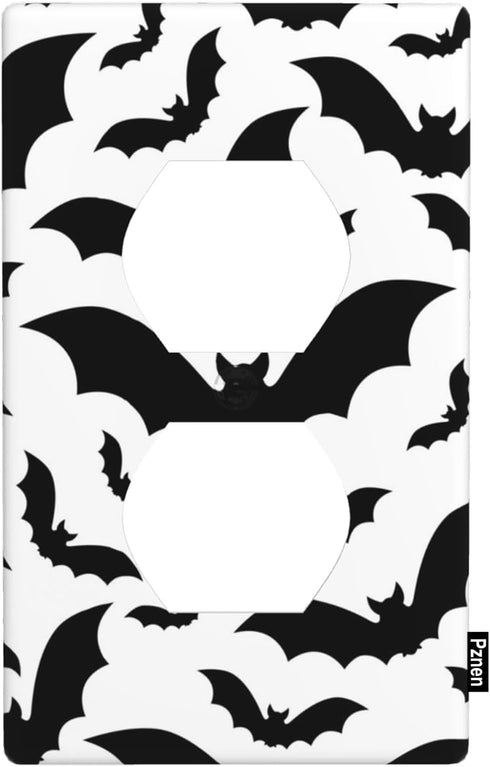 Black Bats Outlet Covers Spooky Halloween Dark Dead Spider 1-Gang Wall Plate Duplex Standard Receptacle Plug Cover 4.5" x 2.76"...