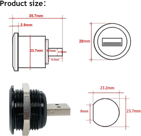 PENGLIN 2PCS USB 3.0 Connector, USB Male to Female Conversion Connector, USB3.0 Panel Mount Extension Adapter for Data Transfer/Charging...