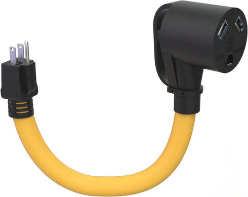 30 Amp to 110 RV Adapter Cord, NEMA 5-15P Male to TT-30R Female Electrical Power Dogbone with Grip Handle, Heavy Duty STW 10 Gauge for RV Trailer ...
