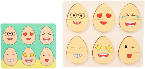 Montessori Wooden Face Expressions Matching Block Puzzle Educational Games Kids Emotion Matching Game Focus Training Parent-Child Interactive Toys...