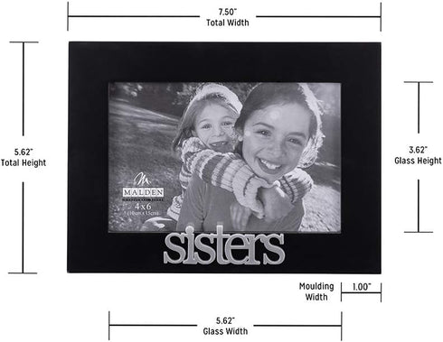 Malden International Designs Sisters Expressions Picture Frame, 4x6, Black...