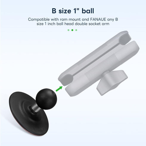 FANAUE Flex Adhesive Ball Base Compatible with RAM Mounts B Size Double Socket Arm, 1" Ball Head Adapter for Motorcycle Phone Mount Bike Phone Hol...