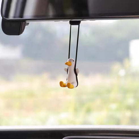 Duck Car Hanging Ornament, Cute Hanging Accessories for Rear View Mirror, Swinging Duck Pendant...