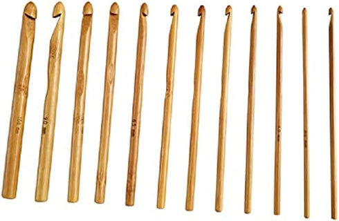 12pcs 6" Bamboo Crochet Hooks Needle Knitting Hooks Knit Craft Weave Yarn 3 to 10 mm Diameters......