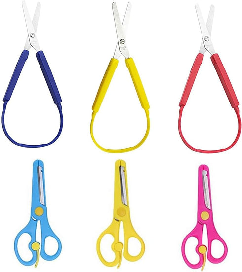 Loop Scissors for Children and Teens, Right and Lefty Support, Easy-Open Squeeze Handles Safety Scissors Toddler Safety Craft Scissors Student & C...