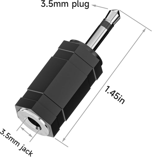 Goupchn 3.5mm Mono to Stereo Adapters 2 Pack 1/8" Mono Male Plug to 1/8" TRS Stereo Female Jack Socket for Headphone, Radio...