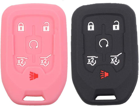 2pcs 6 Buttons Smart Key Fob Cover Case Remote Protector Skin Keyless Jacket Holder Compatible with Chevrolet Suburban Tahoe 2015 2016 2017 2018 2...