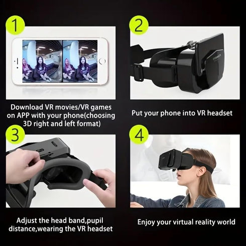 VR Headset for iPhone or Android Phone,Virtual Reality 3D Glasses Headset Helmets,Compatible 4.7-7.2 inch Mobile...