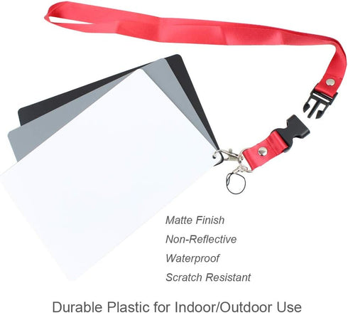 Foto&Tech Waterproof Premium Set 18% Grey Card White Balance Card Exposure Photography Card Set Custom Calibration Camera Checker for DSLR Video D...