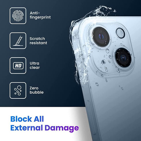 3PCS Rear Back Camera Lens Protector Tempered Glass for iPhone 15/15 Plus - HD Clear Full Coverage Guard...