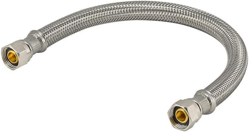 Eastman 16 Inch Flexible Faucet Connector Supply Line, Stainless Steel Braided Hose, 3/8 Inch Compression Outlet x 3/8 Inch Compression Inlet Conn...