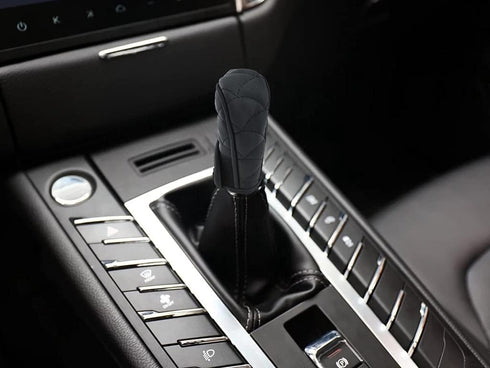Lunsom Gear Shift Knob Cover Leather Auto Shifter lever Handle Protector Anti-Slip Car Interior Accessories for Manual Vehicle Car Truck (Black)...