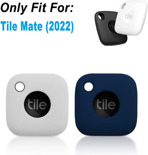 Geiomoo Silicone Case for Tile Mate 2022, Soft Scratch Resistant Cover with Carabiner (2 Pack White+Navy Blue)...