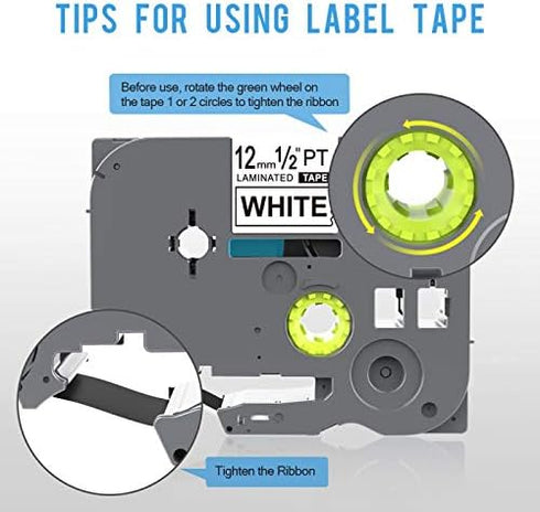 1PK White on Clear Standard Laminated Label Tape Compatible for Brother P-Touch TZe-115 TZ115 TZe115(6mm x 8m)...