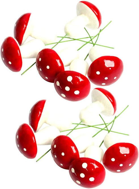 BESTOYARD 12PCS Mini Foam Mushroom Miniature Figurines for Garden Ornament Flower Pots Bonsai Micro Landscape Decor (Red)...