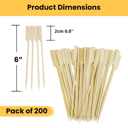 Perfect Stix Paddle Pick 6-200 6" Bamboo Paddle Pick Skewers (Pack of 200)...