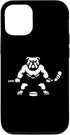 iPhone 15 White Silhouette Dog Bulldog Ice Hockey Player Case...
