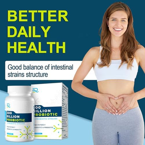 Daily Probiotics for Digestive Health - 300 Billion CFU Probiotic, Probiotics for Men & Women - Active Probiotic, Daily Health Care - 24...