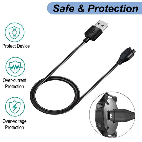Charger for Garmin Fenix 7 7X 7S, Fenix 6 6X 6S Pro, Fenix 5 5X 5S, Replacement USB Charging Cable with Yellow Charger Port Dust Plug Protector fo...